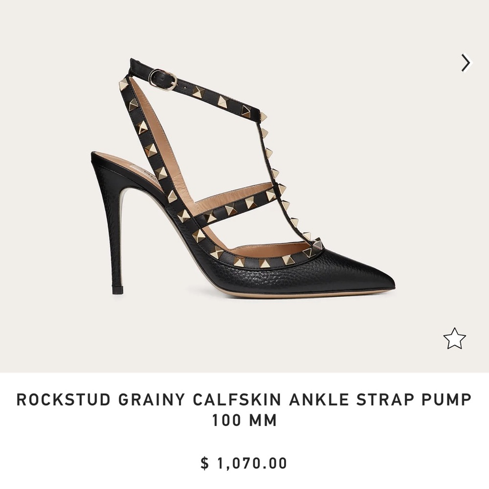 ROCKSTUD GRAINY CALFSKIN ANKLE STRAP PUMP 100 MM